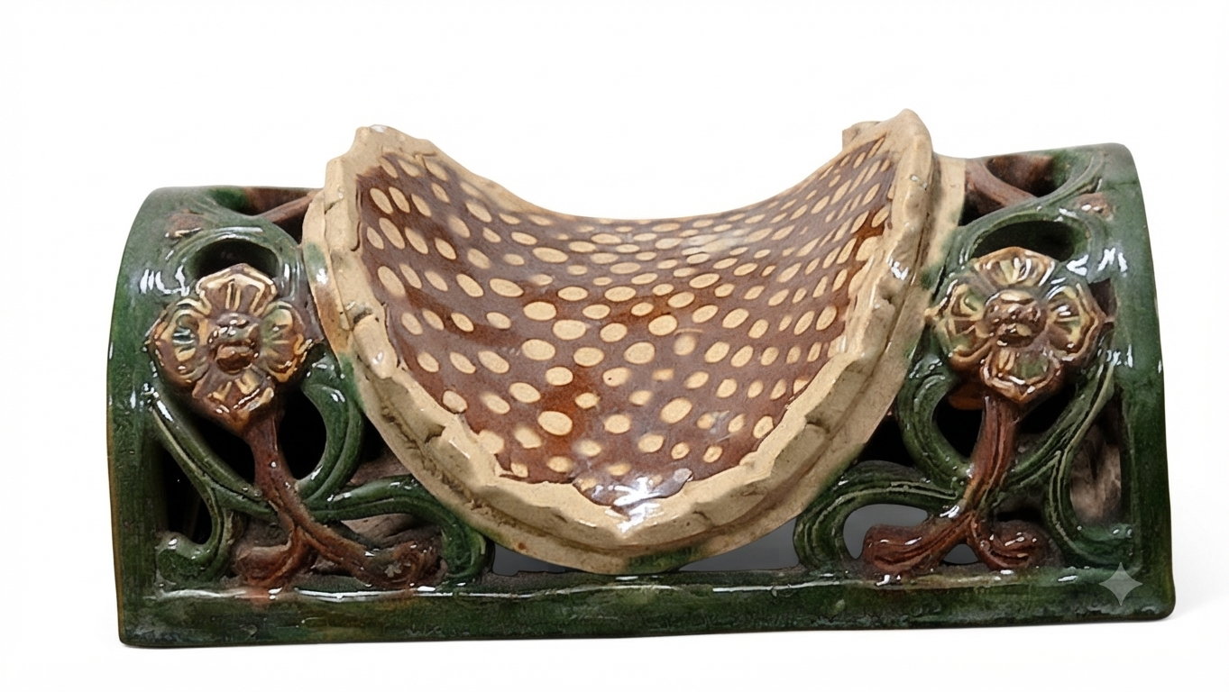 삼채 모란문 기와 장식 (Sancai Peony-patterned Roof Tile Ornament)
