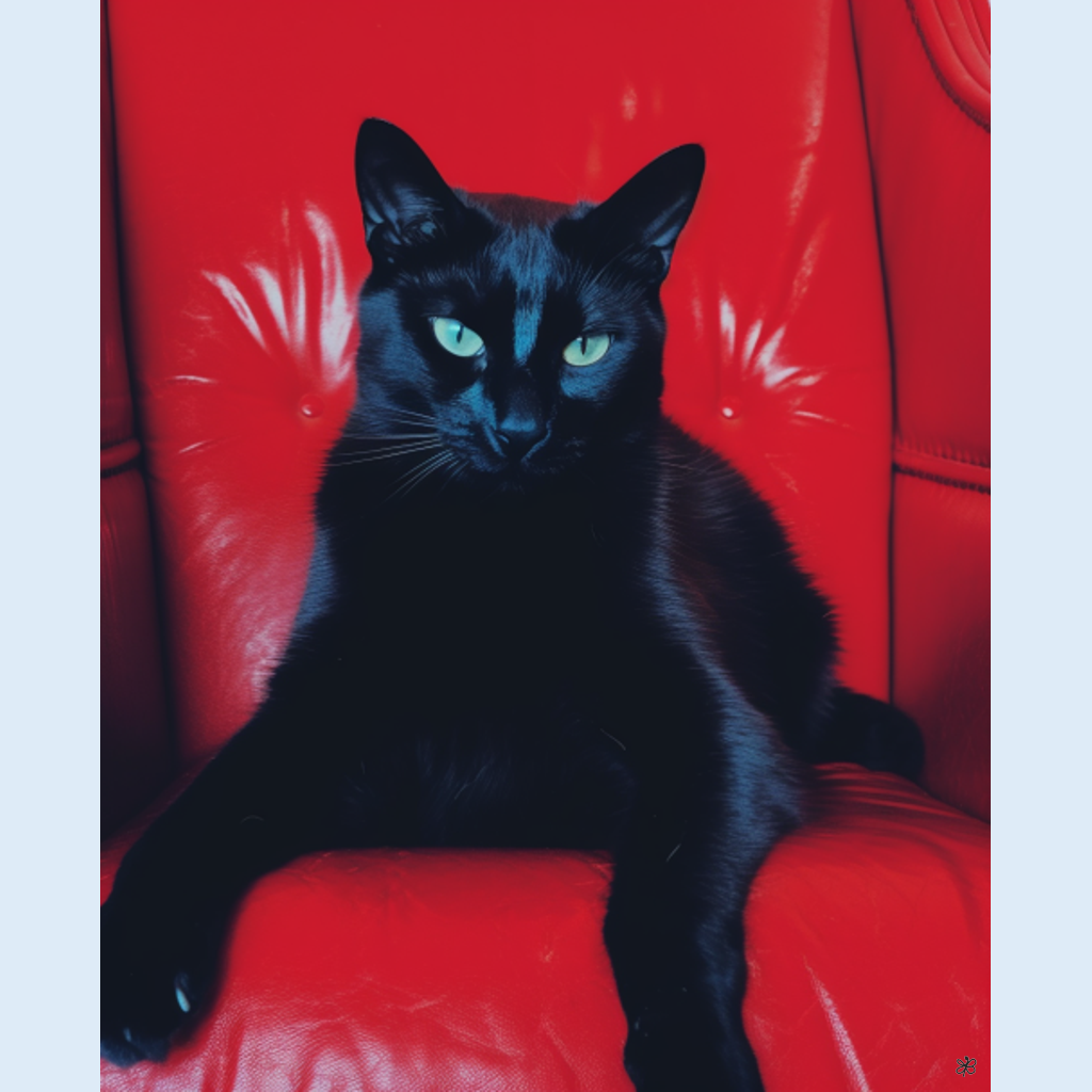 black cat red couch #2