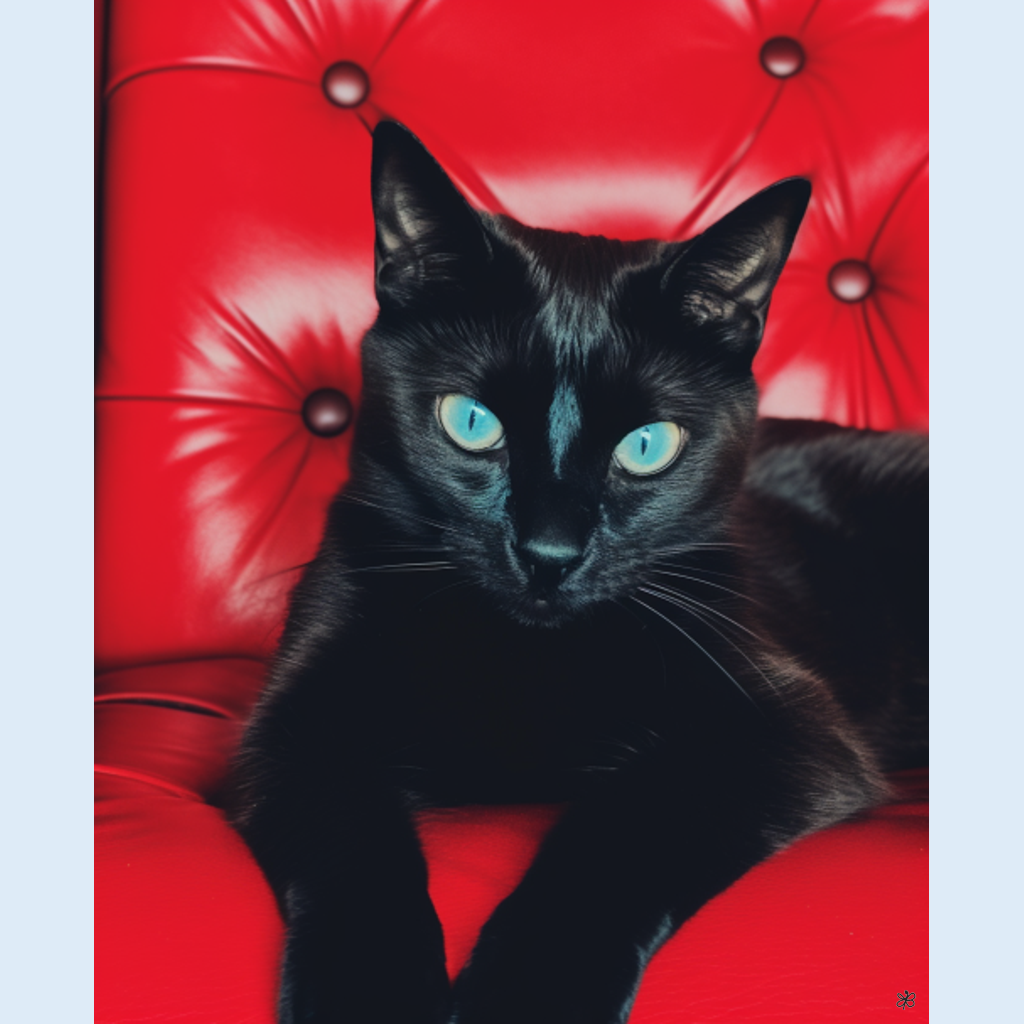 black cat red couch #6