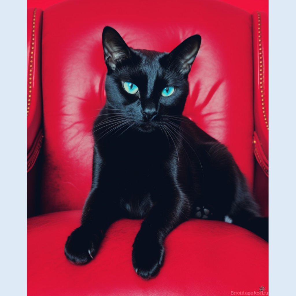 black cat red couch #3