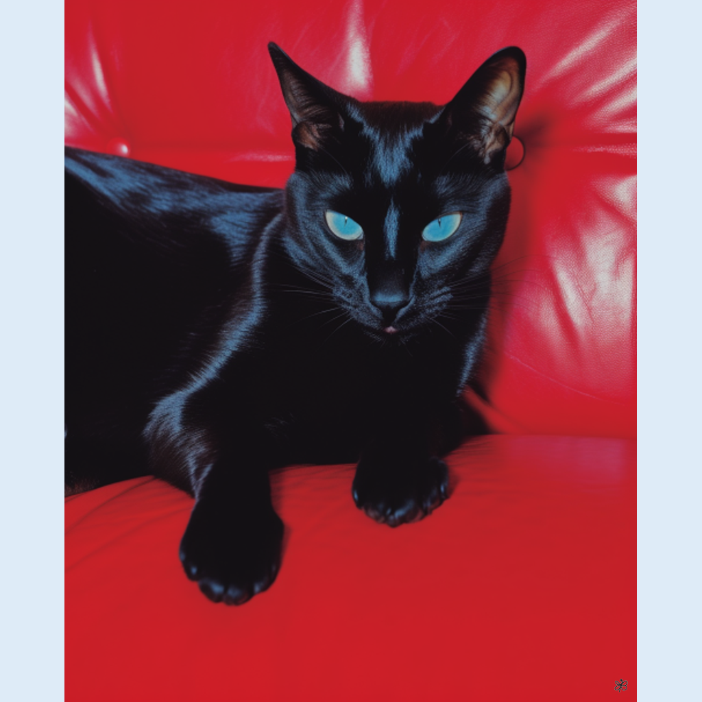 black cat red couch #1