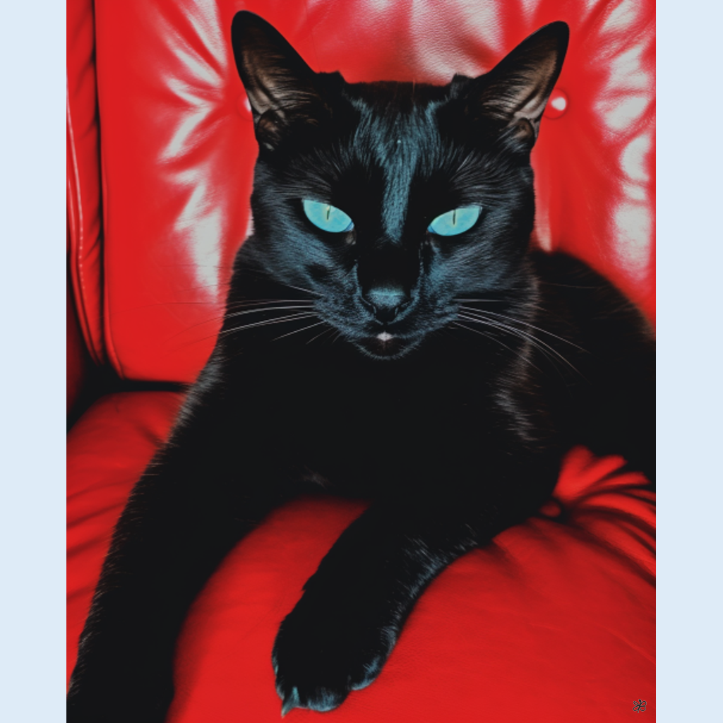 black cat red couch #7