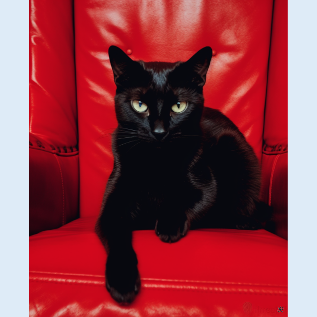 black cat red couch #4