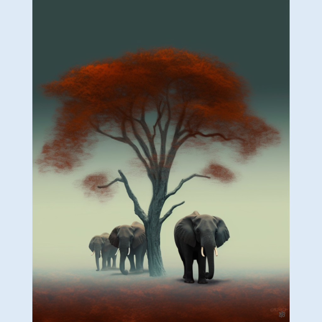 elephants orange tree #12