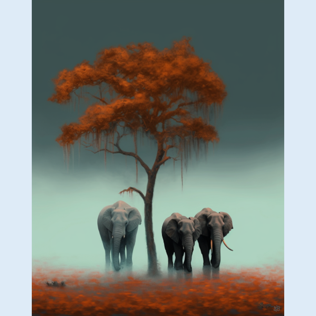 elephants orange tree #2