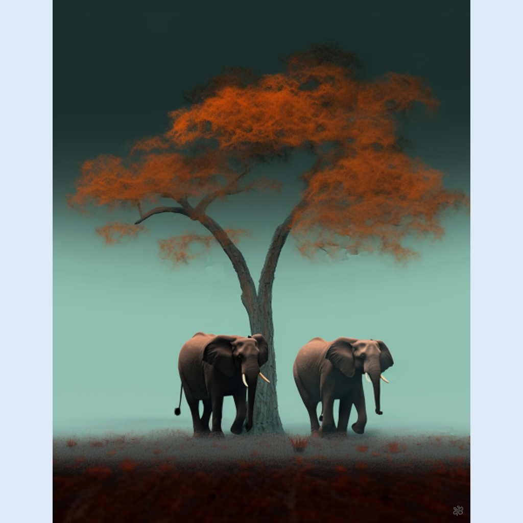 elephants orange tree #4
