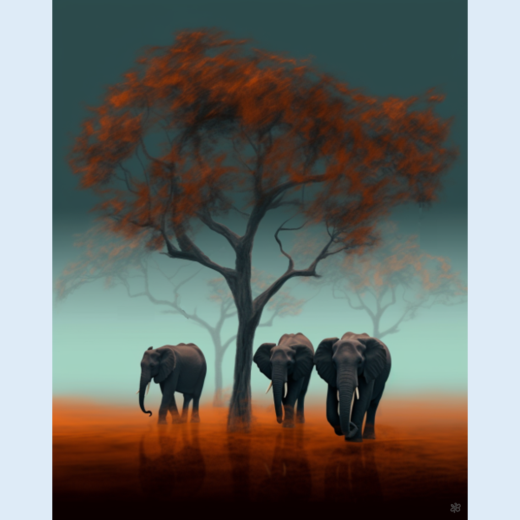 elephants orange tree #9