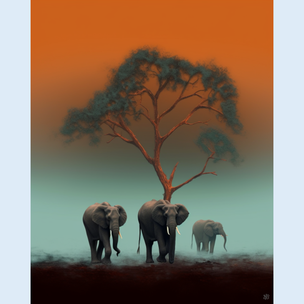 elephants orange tree #13