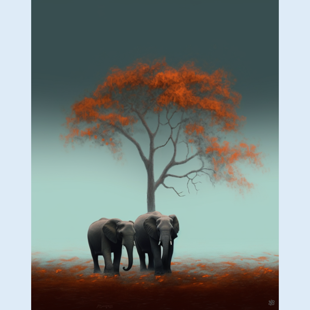 elephants orange tree #14