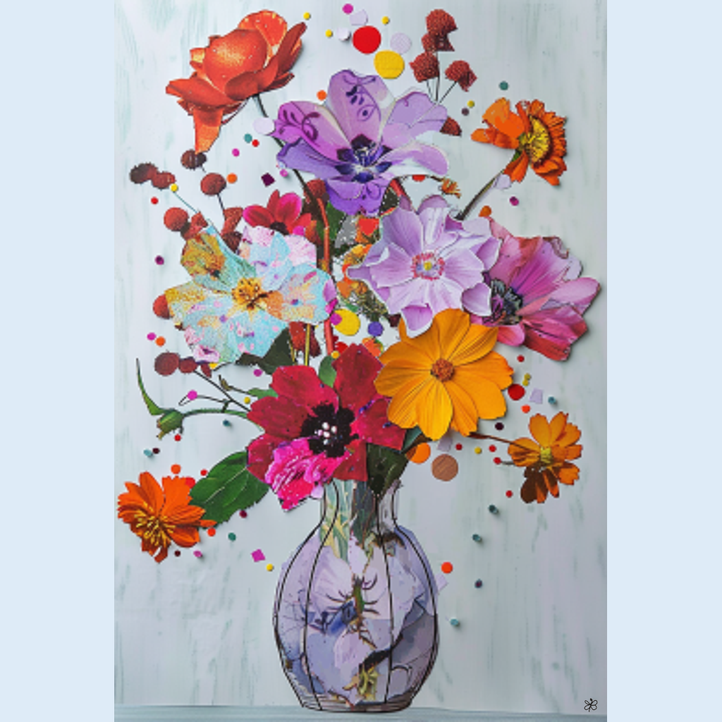 flowers vase collage #2