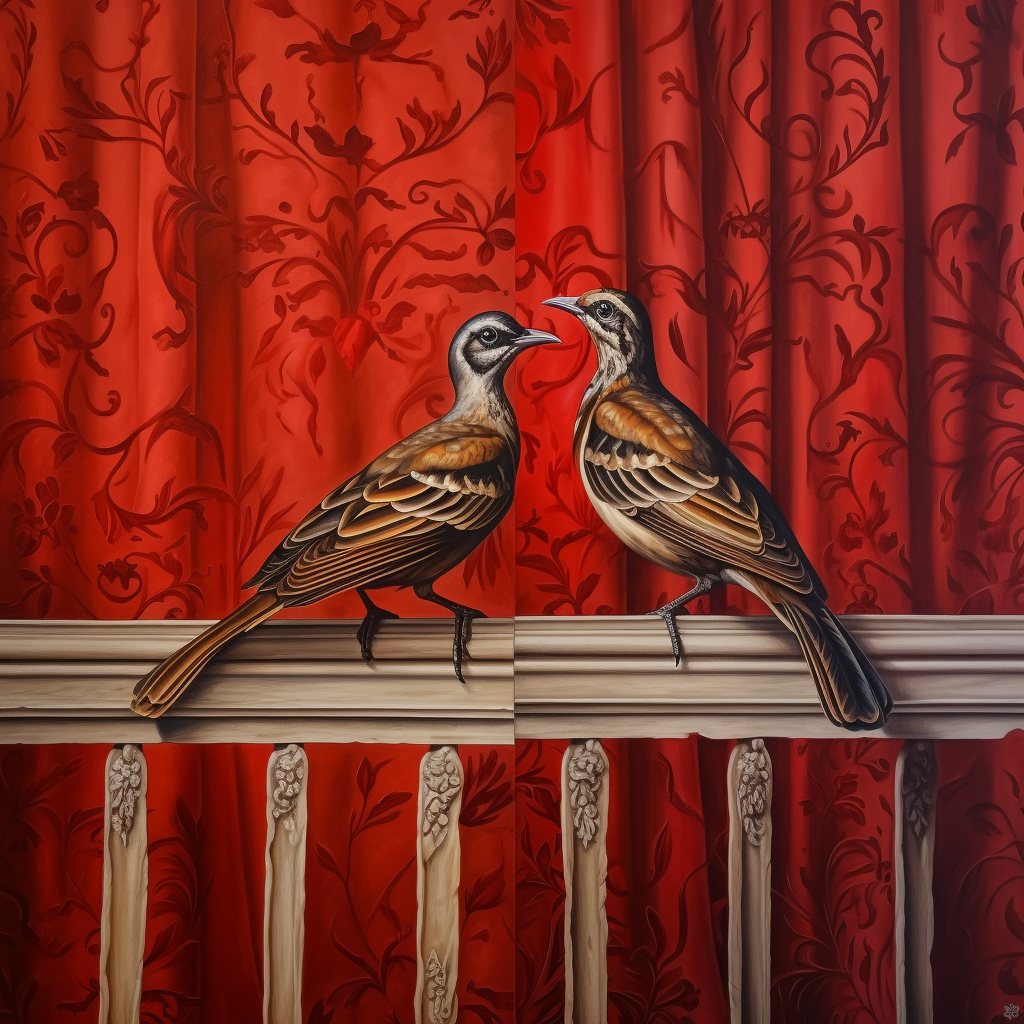 Birds on curtain #12 relation