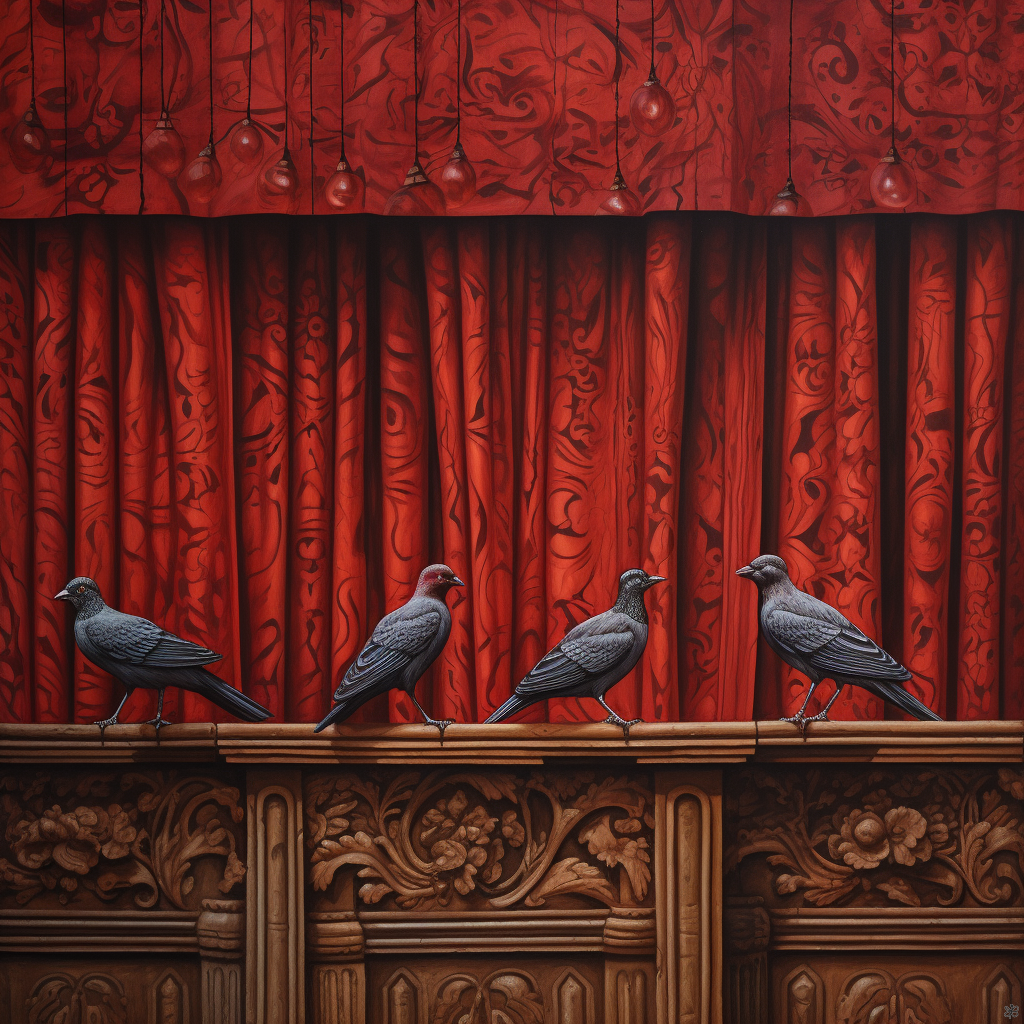 Birds on curtain #1 friends