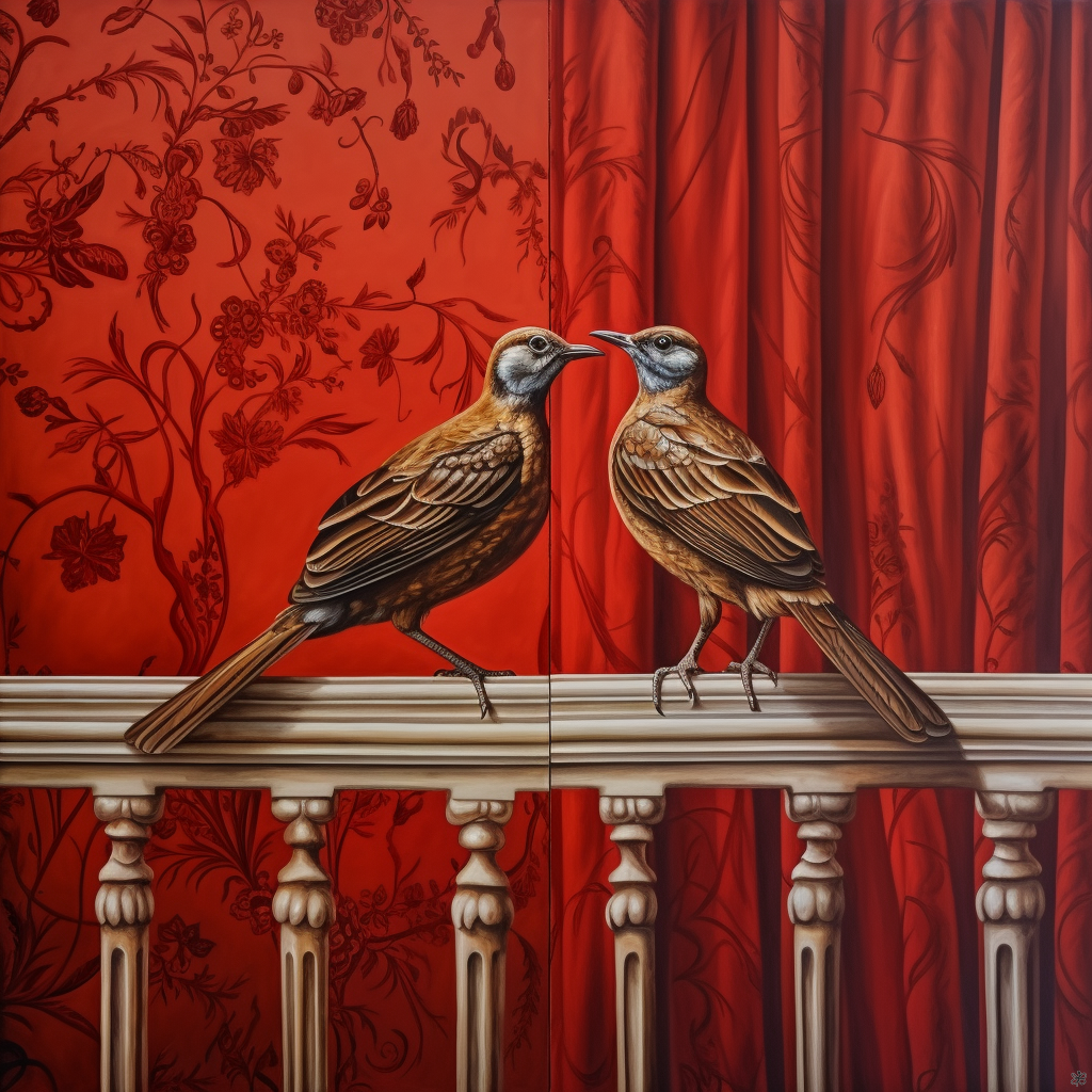 Birds on curtain #5 relation