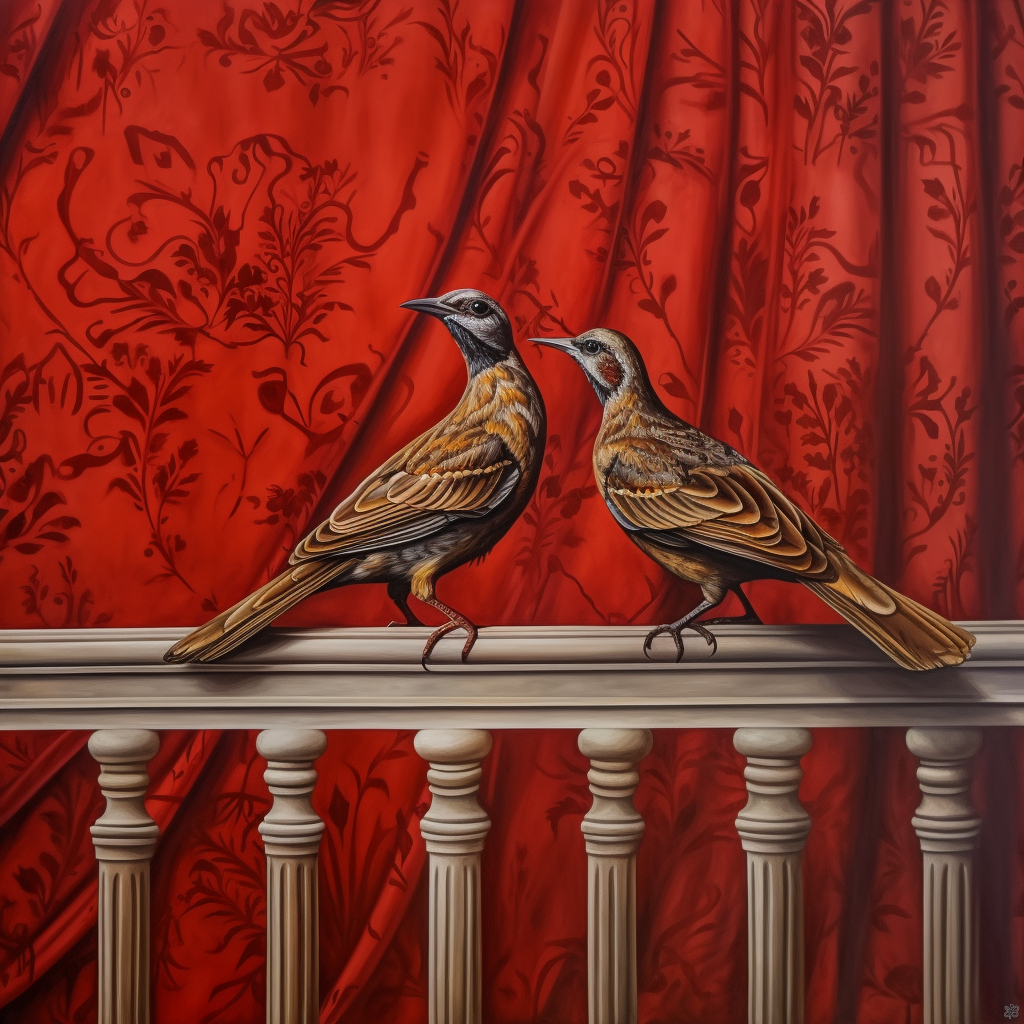 Birds on curtain #7 relation