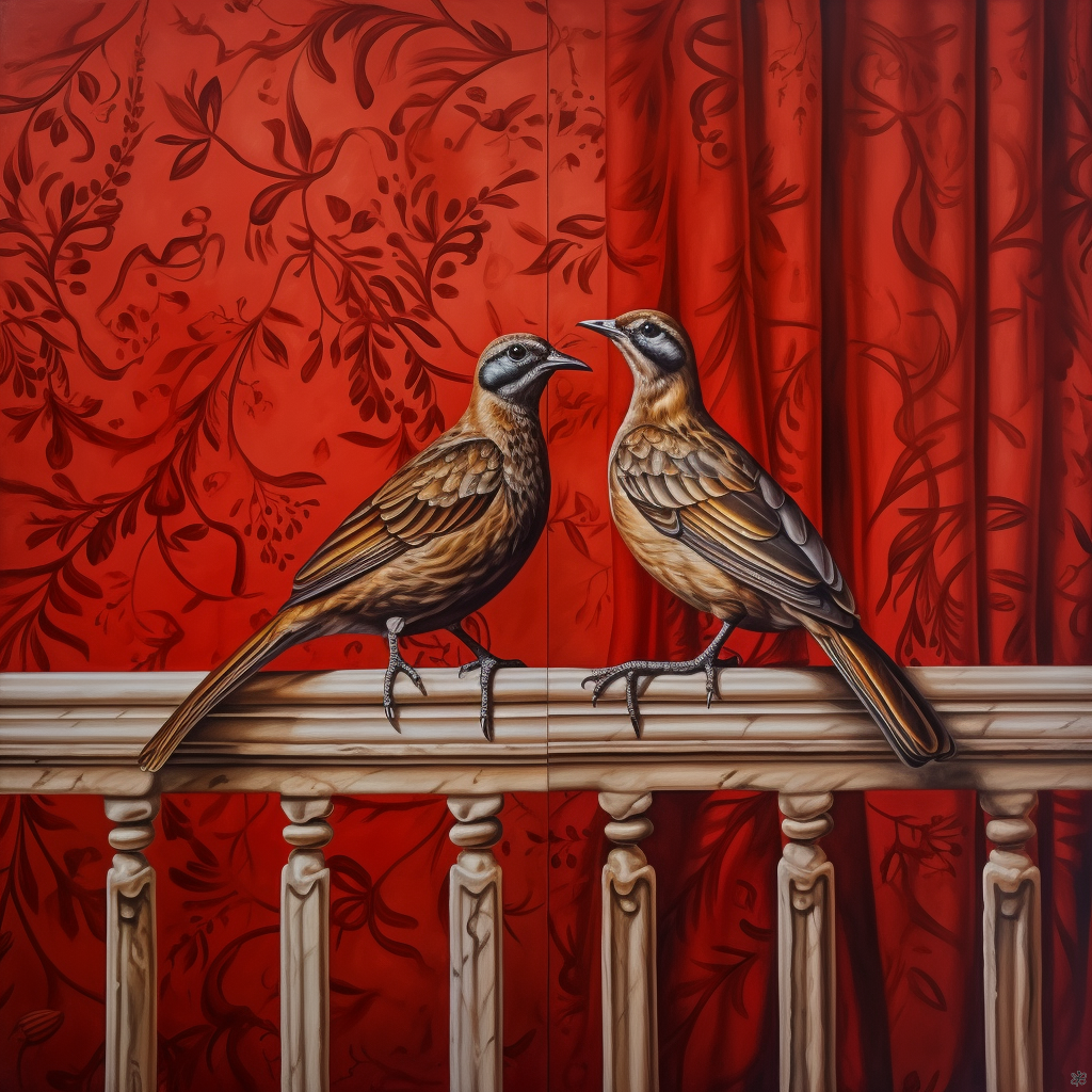 Birds on curtain #3 relation