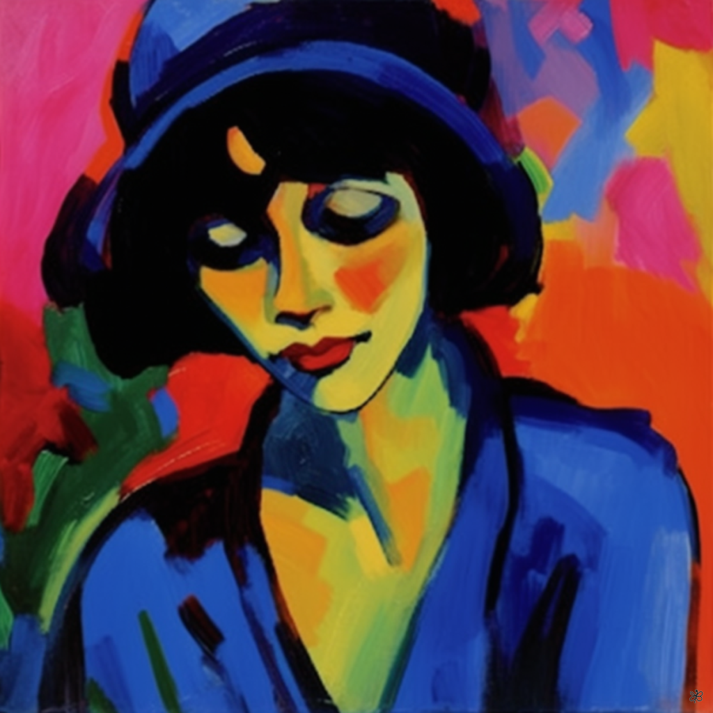 woman in blue and red #3