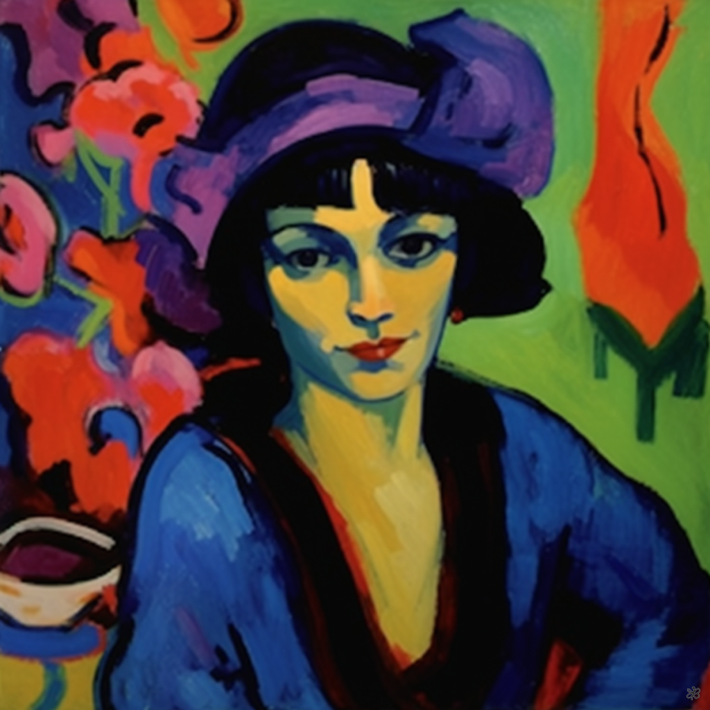 woman in blue and red #9