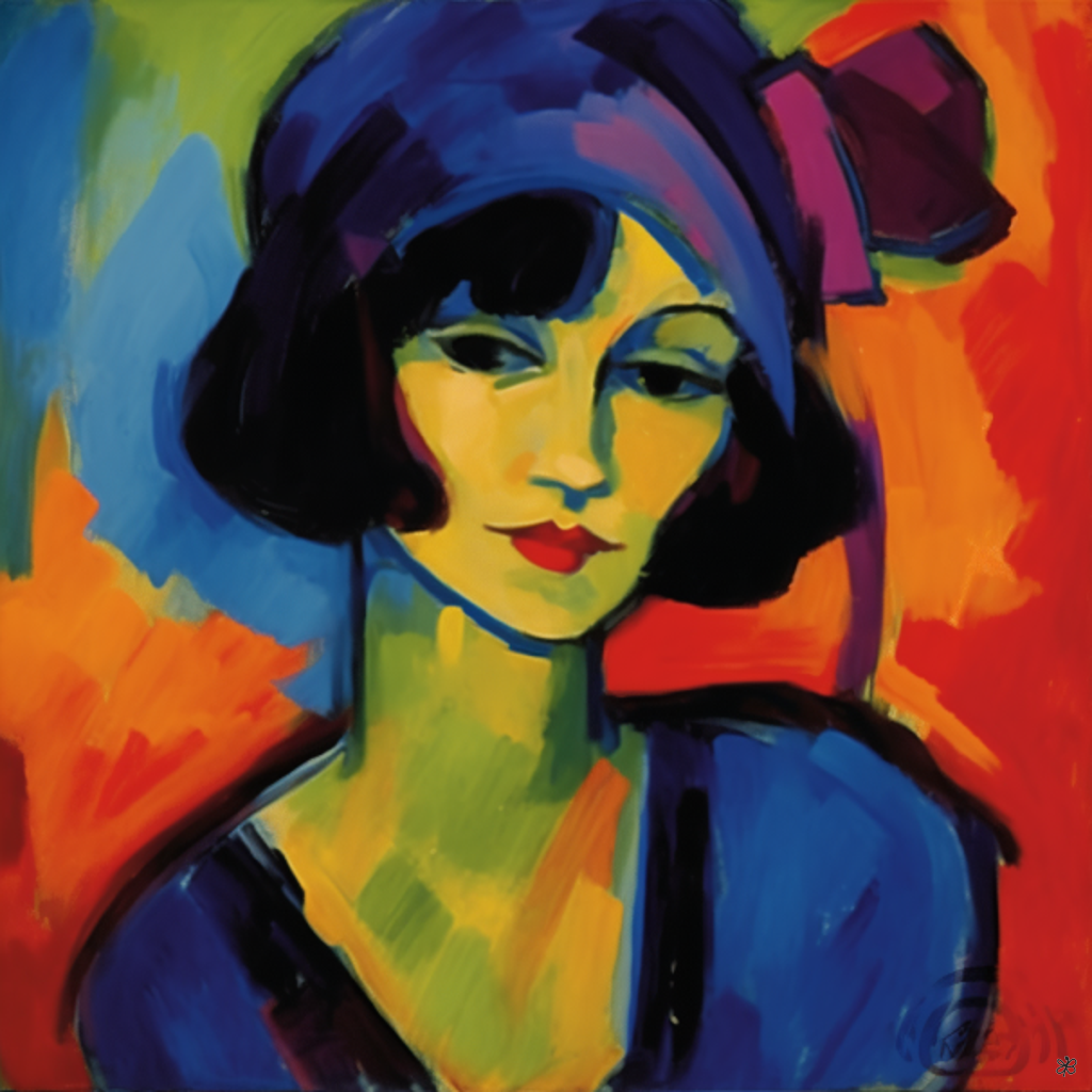 woman in blue and red #2