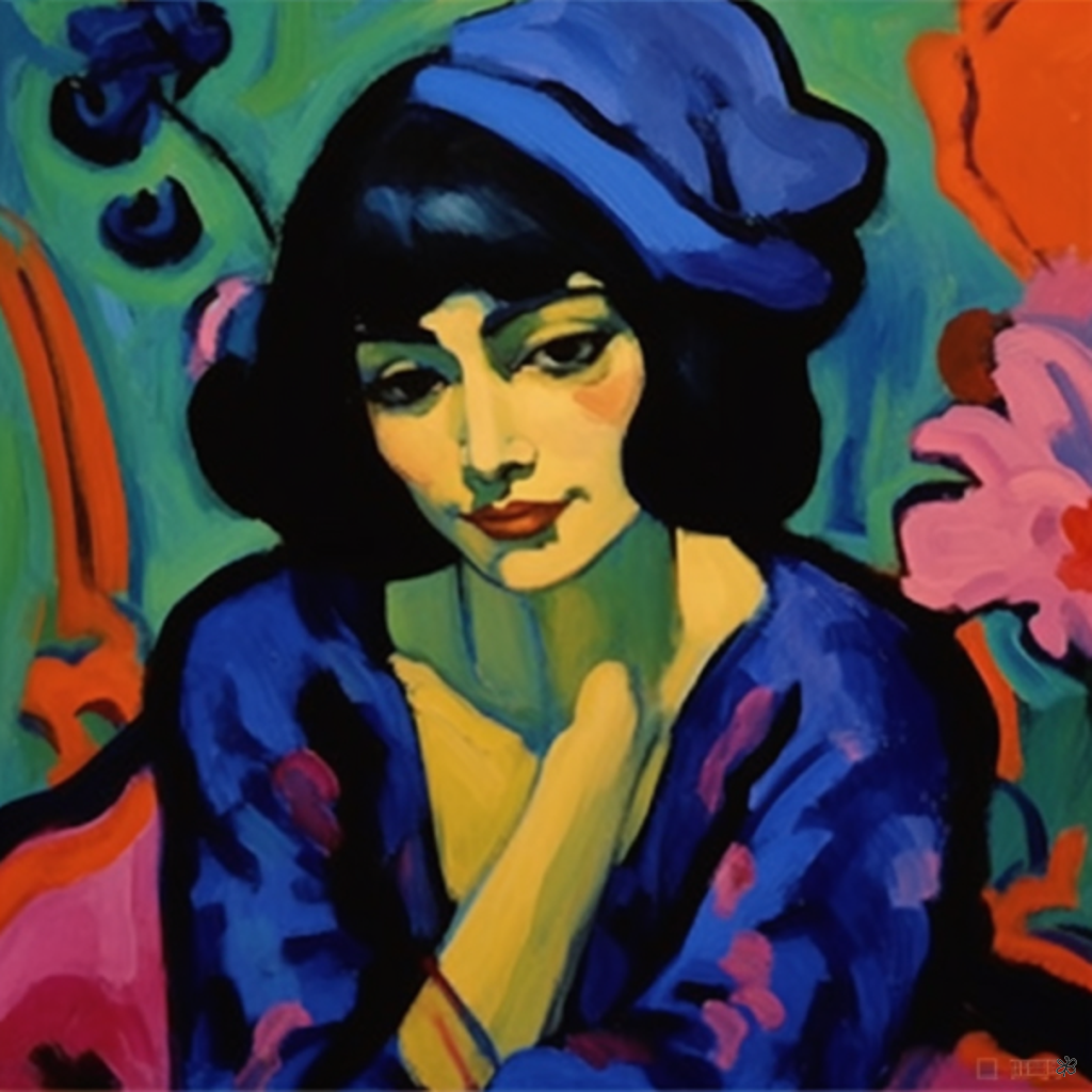 woman in blue and red #8