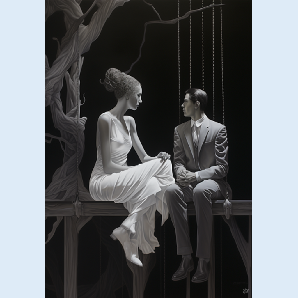 a man and a woman near a bridge #11