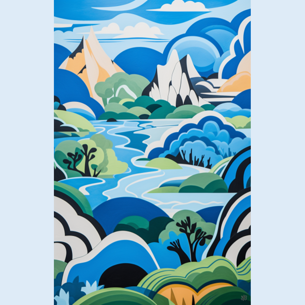 blue and white hills #5