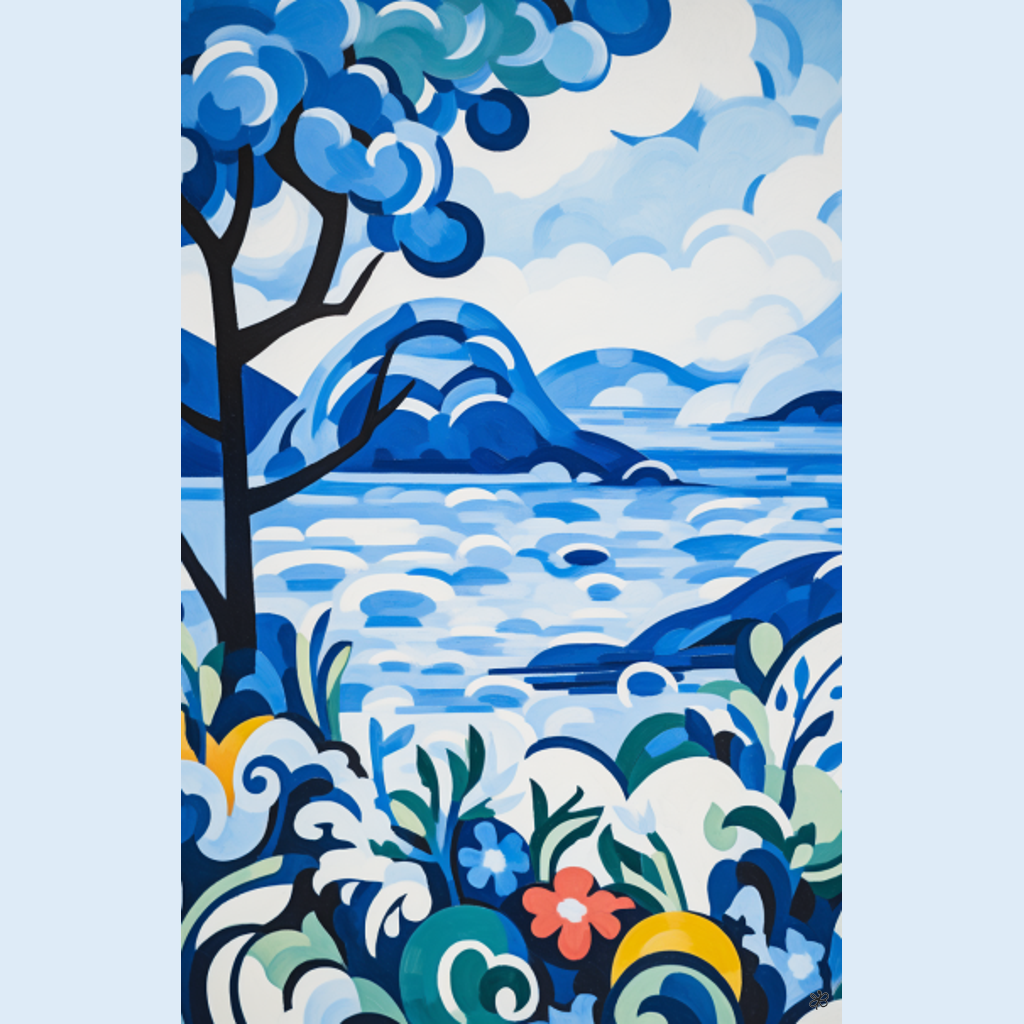 blue and white hills #8