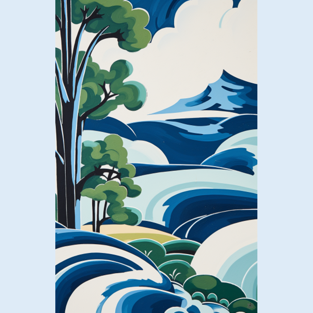 blue and white hills #14