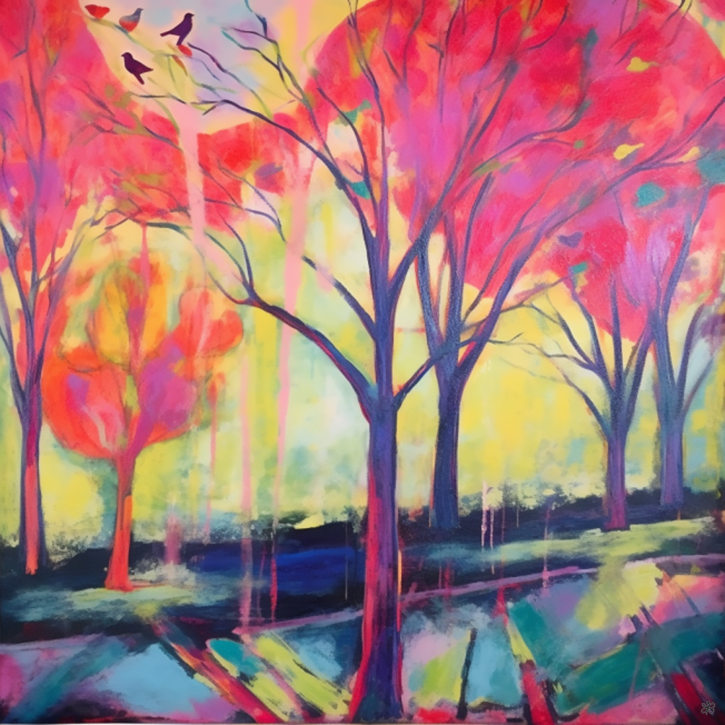 trees and birds abstract #9