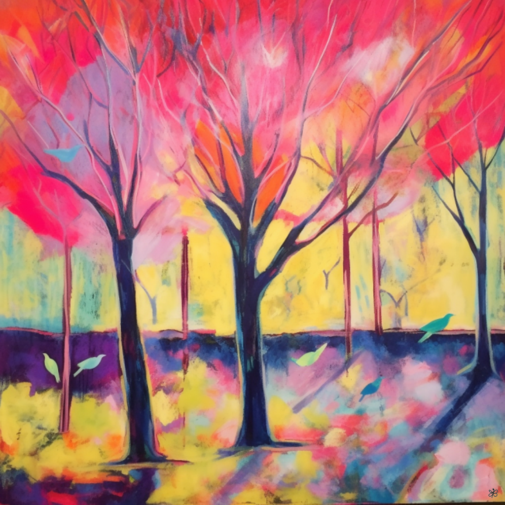 trees and birds abstract #7