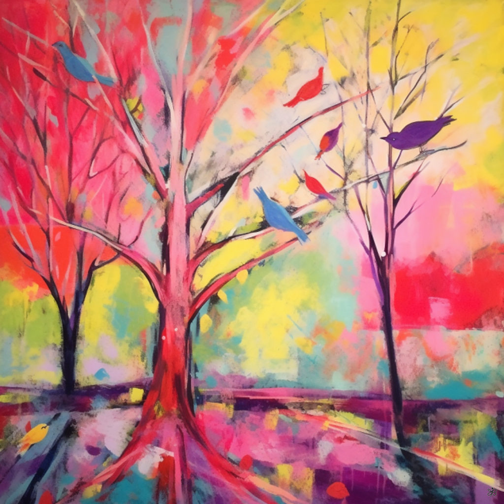 trees and birds abstract #10