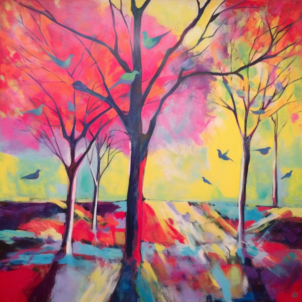 trees and birds abstract #5