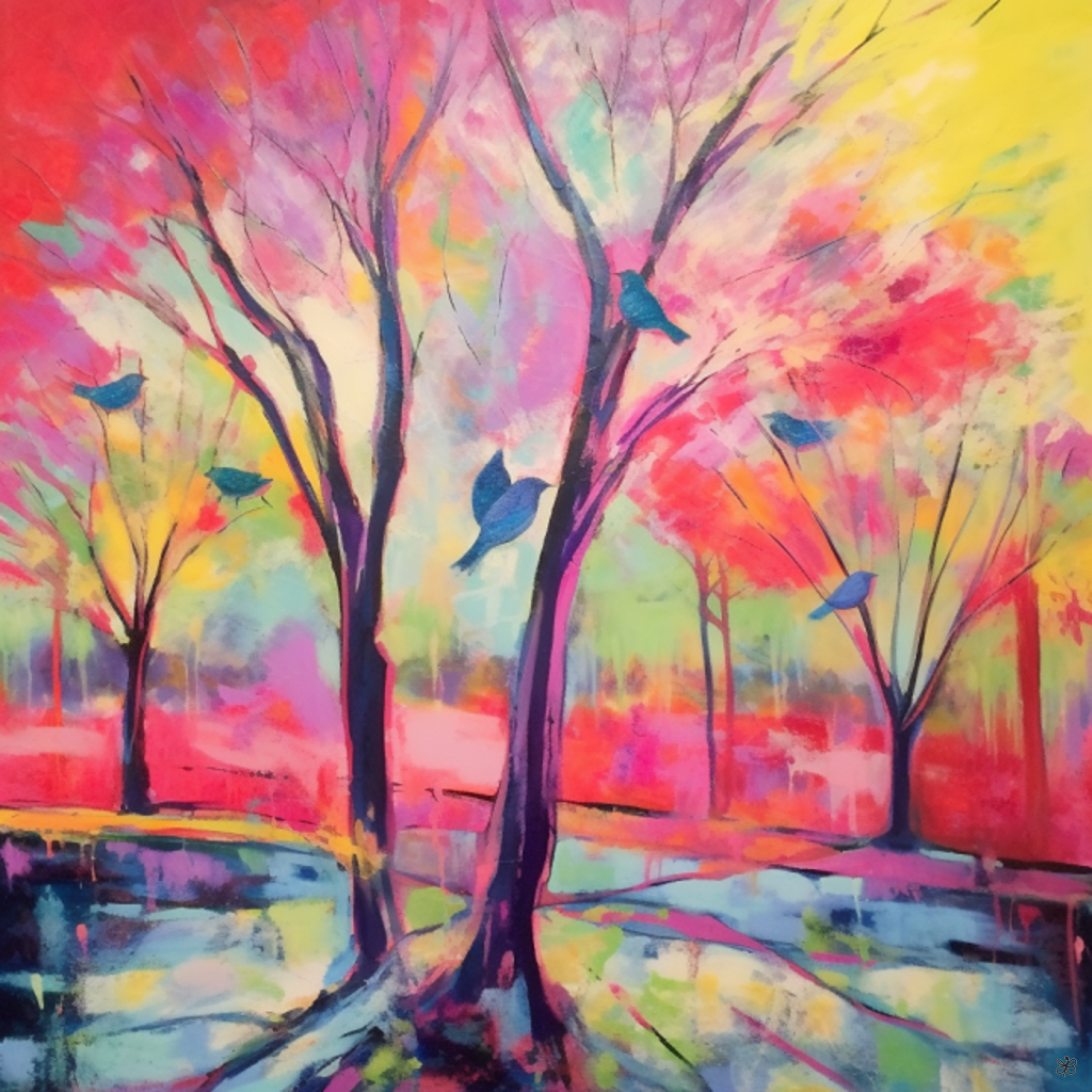 trees and birds abstract #4
