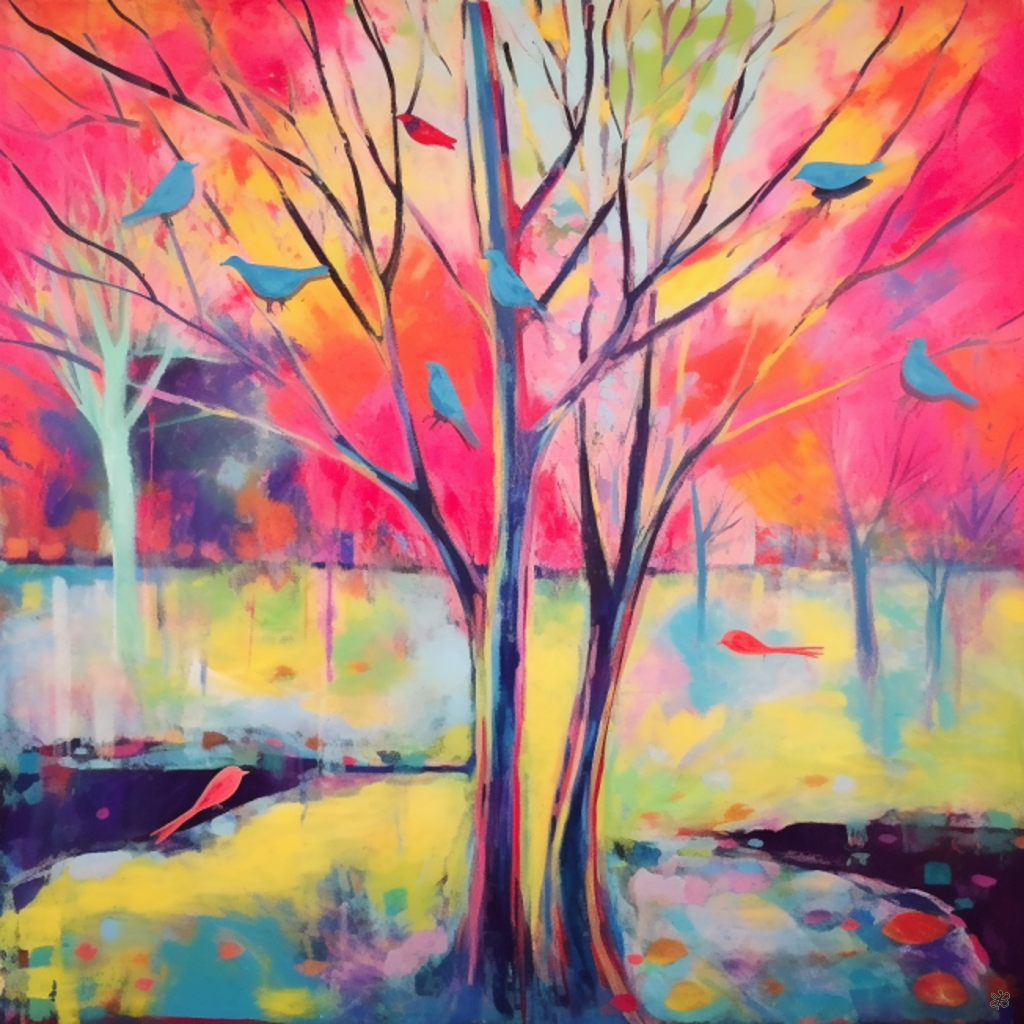 trees and birds abstract #8