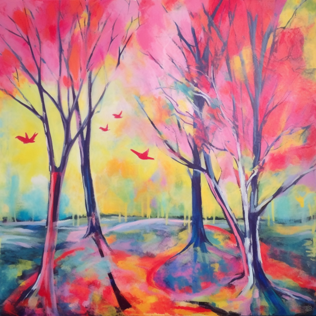 trees and birds abstract #11