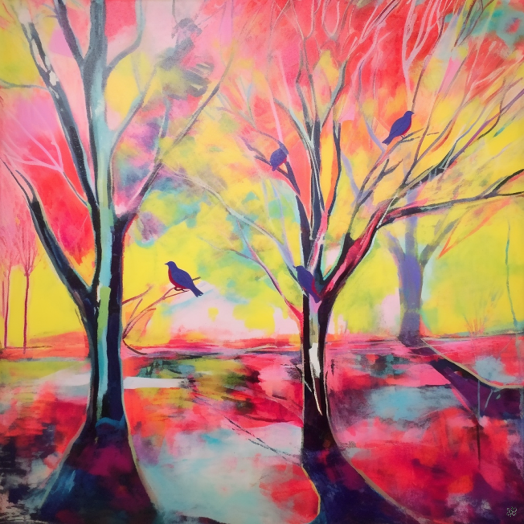 trees and birds abstract #12