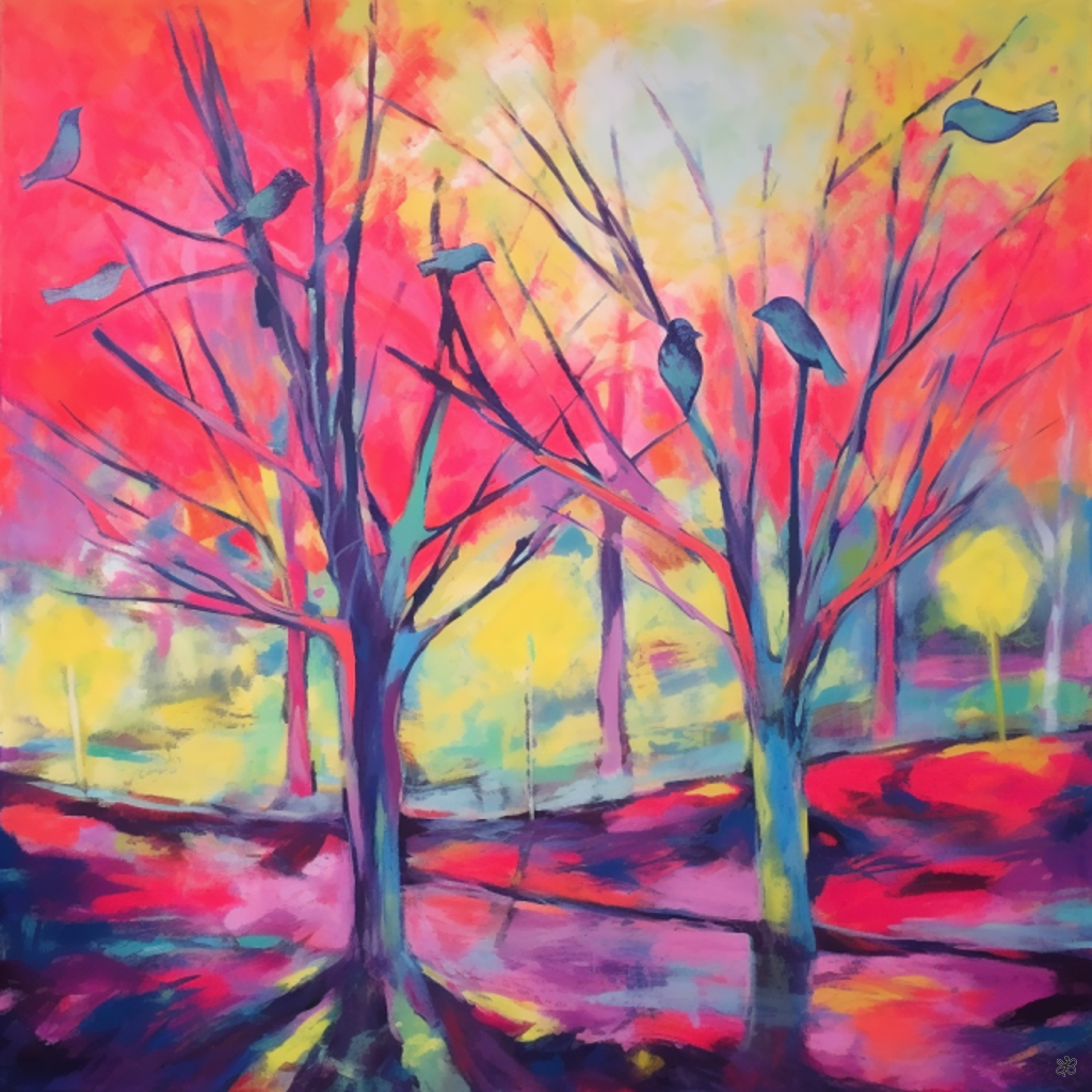 trees and birds abstract #13