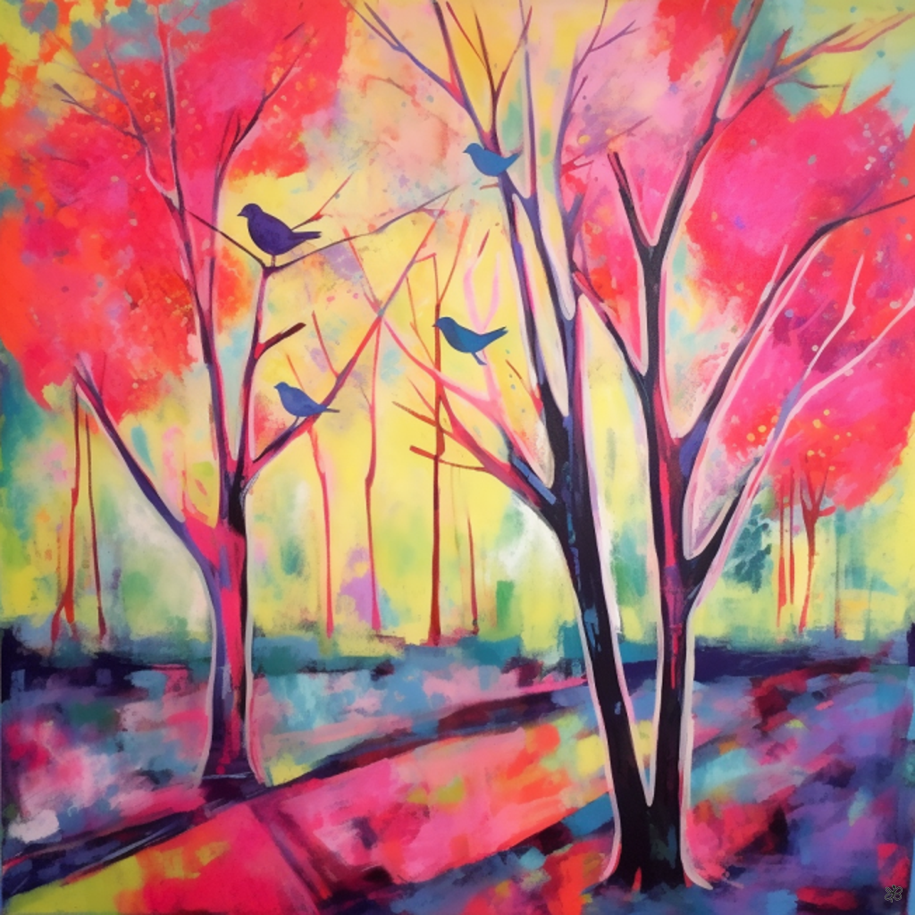 trees and birds abstract #2