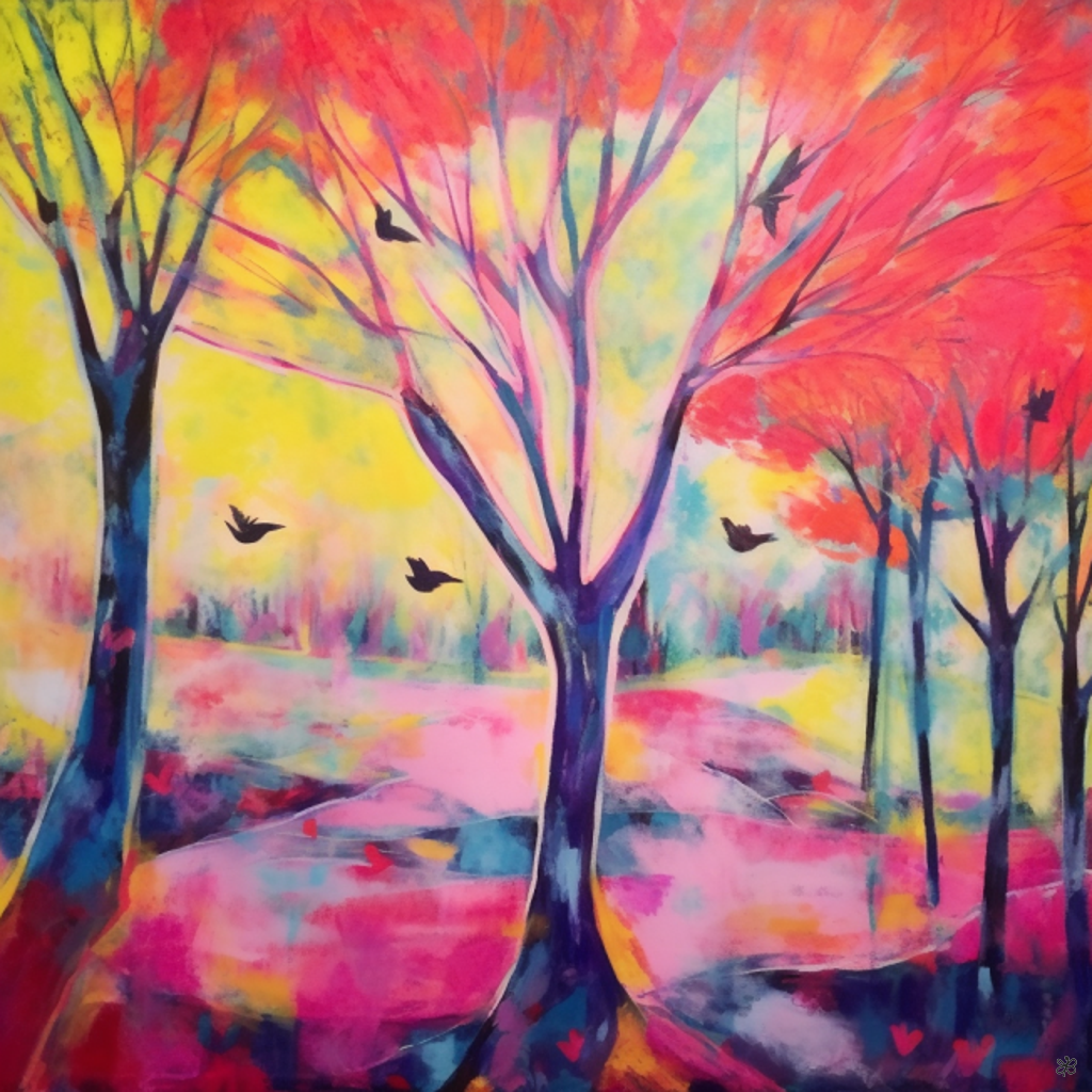 trees and birds abstract #6