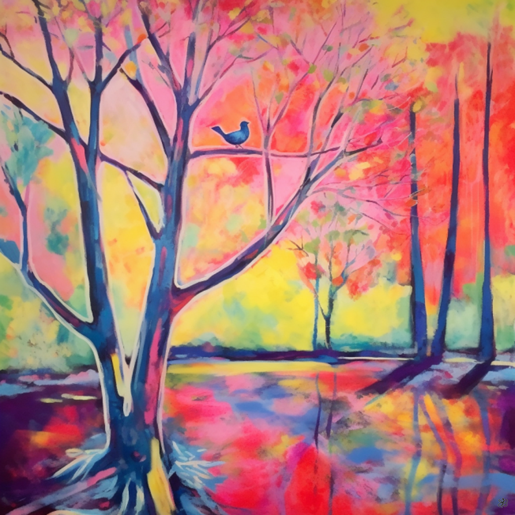 trees and birds abstract #1