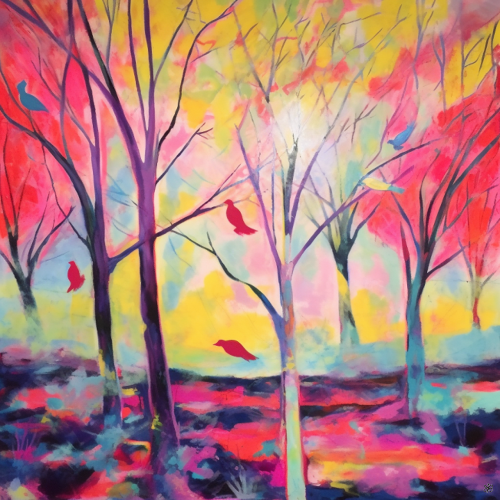 trees and birds abstract #3