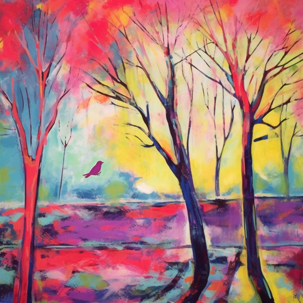 trees and birds abstract #14