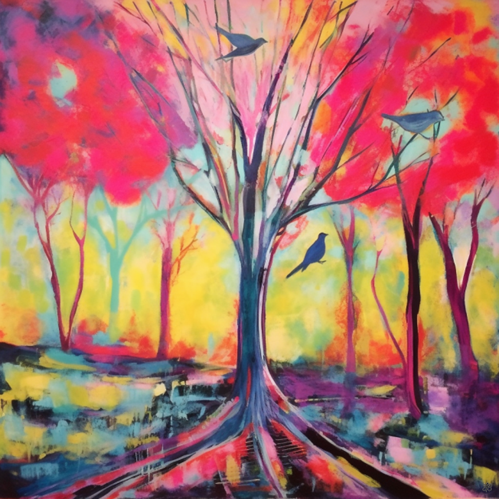 trees and birds abstract #16