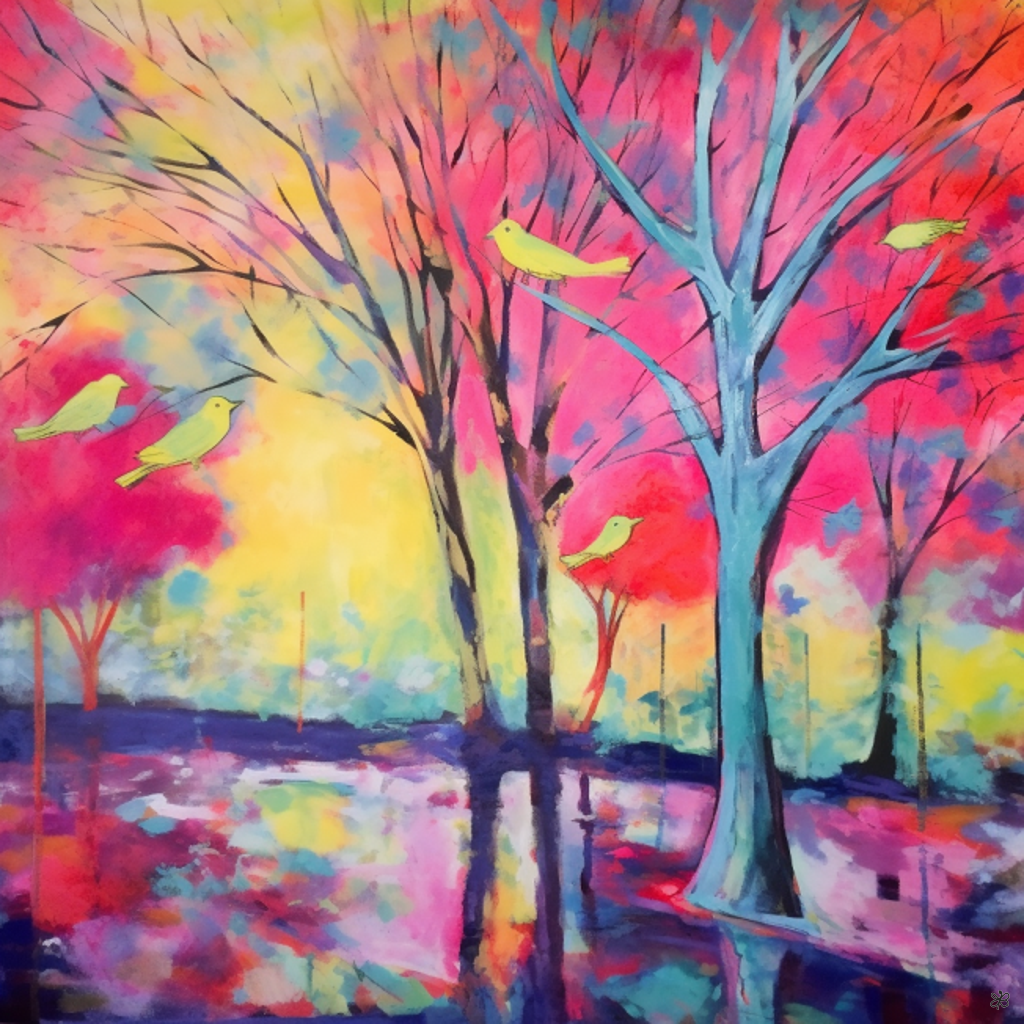 trees and birds abstract #15